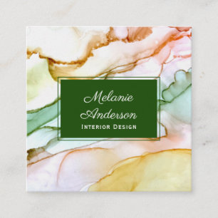 Tarjeta De Visita Cuadrada Diseño de interiores modernos Rubor de color rosa