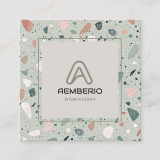 Tarjeta De Visita Cuadrada Diseño de interiores Terrazzo