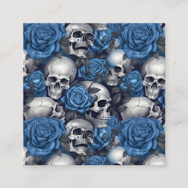Tarjeta De Visita Cuadrada Diseño de la serie Skull y Rosas 12 (Anverso)