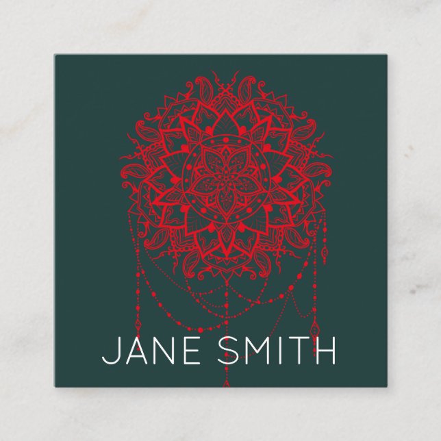 Tarjeta De Visita Cuadrada Diseño de Mandala moderna y elegante industria cre (Anverso)