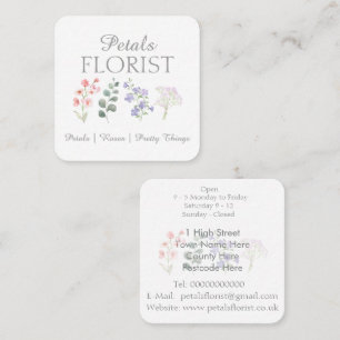 Tarjeta De Visita Cuadrada Diseño de Marca de Floristería Boutique Moderna en