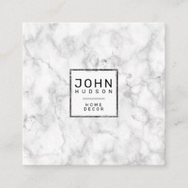 Tarjeta De Visita Cuadrada Diseño de mármol Monograma moderno Elegante Busin