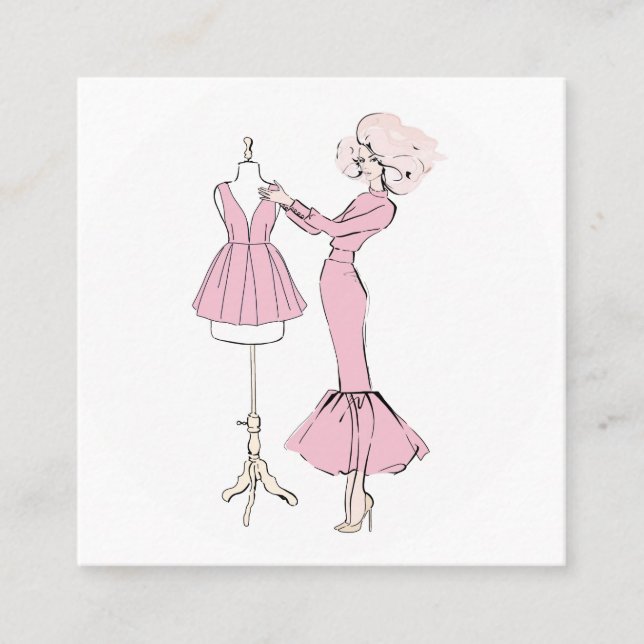 Tarjeta De Visita Cuadrada  Diseño de moda (Anverso)