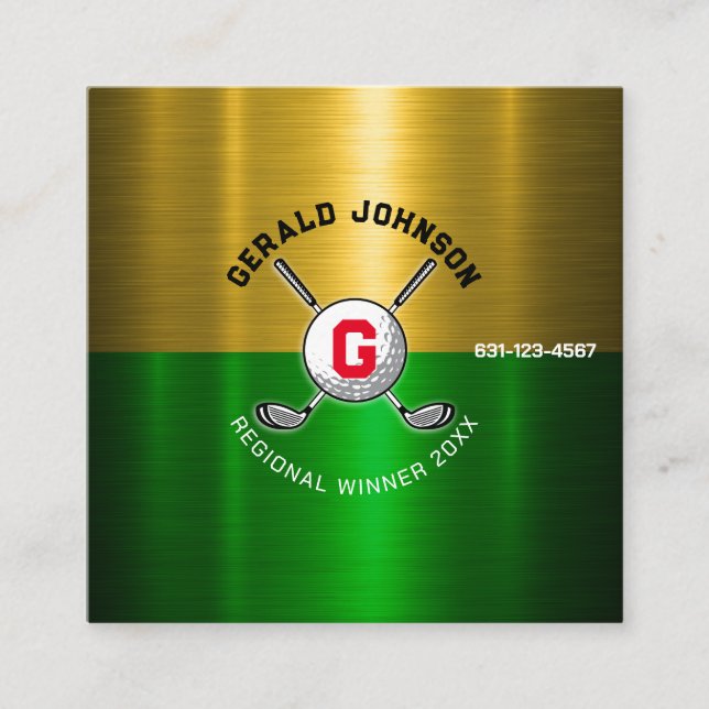 Tarjeta De Visita Cuadrada Diseño de monograma centrado en bolas de golf (Anverso)