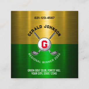 Tarjeta De Visita Cuadrada Diseño de monograma centrado en bolas de golf
