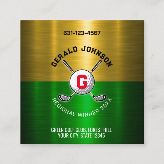 Tarjeta De Visita Cuadrada Diseño de monograma centrado en bolas de golf (Anverso)