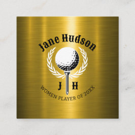 Tarjeta De Visita Cuadrada Diseño de Monograma de Golf Elegantes Damas