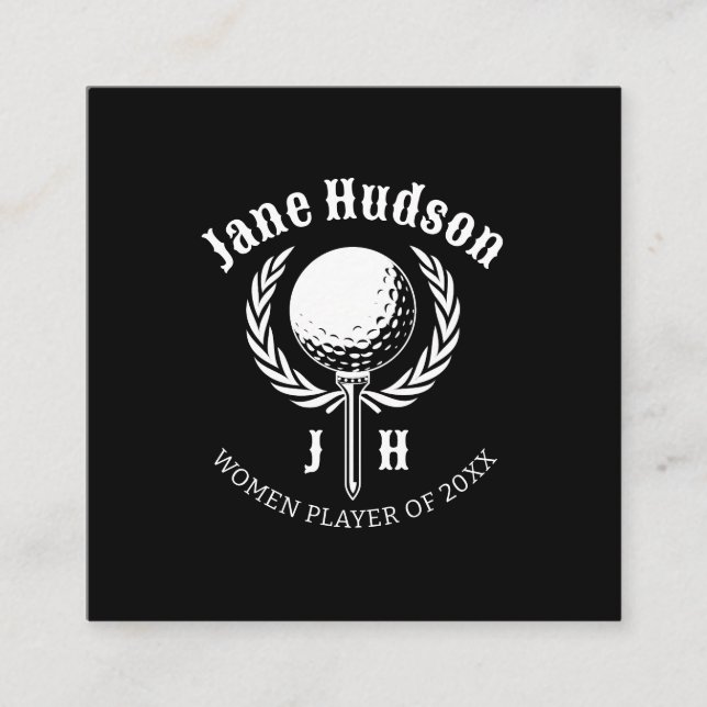 Tarjeta De Visita Cuadrada Diseño de Monograma de Golf Elegantes Damas (Anverso)