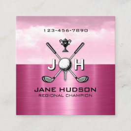 Tarjeta De Visita Cuadrada Diseño de monograma de golf para mujeres elegantes