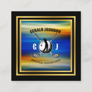 Tarjeta De Visita Cuadrada Diseño de monograma de golf Personalizado minimali