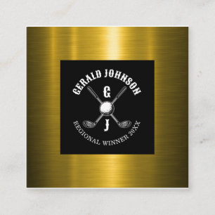 Tarjeta De Visita Cuadrada Diseño de monograma de golf personalizado minimali