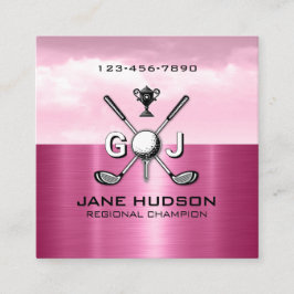 Tarjeta De Visita Cuadrada Diseño de monograma elegante para golfista femenin