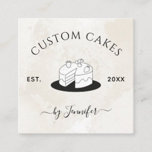 Tarjeta De Visita Cuadrada Diseño de pastel personalizado Mármol Medios socia