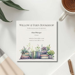 Tarjeta De Visita Cuadrada Diseño de planta y libro de acuarela