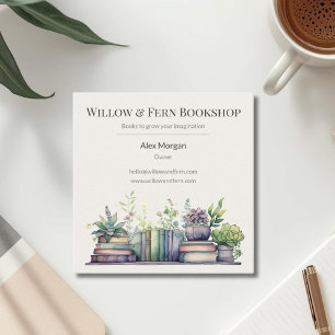 Tarjeta De Visita Cuadrada Diseño de planta y libro de acuarela