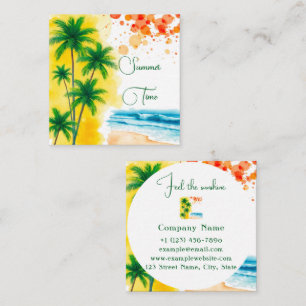 Tarjeta De Visita Cuadrada diseño de playa “Verano”