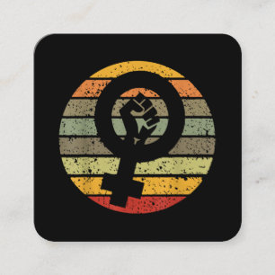 Tarjeta De Visita Cuadrada Diseño de símbolo de feminismo retro vintage, 70s 