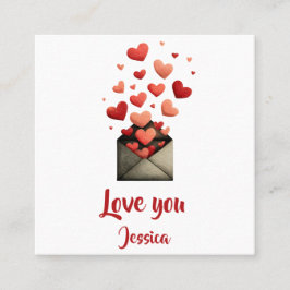 Tarjeta De Visita Cuadrada Diseño de Sobre de San Valentín 'Te Amo'
