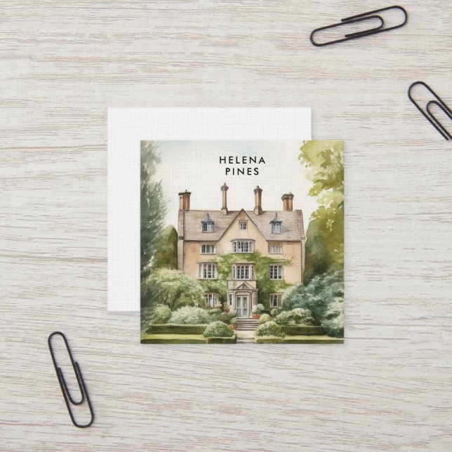 Tarjeta De Visita Cuadrada Diseño de una propiedad parroquial - paisajistas,  (Anverso/Reverso In Situ)