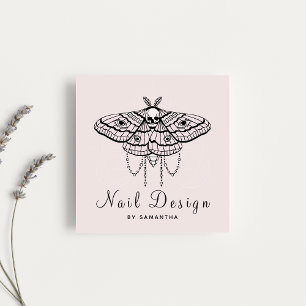 Tarjeta De Visita Cuadrada Diseño de uñas Manicura acrílica Pedicura Mariposa