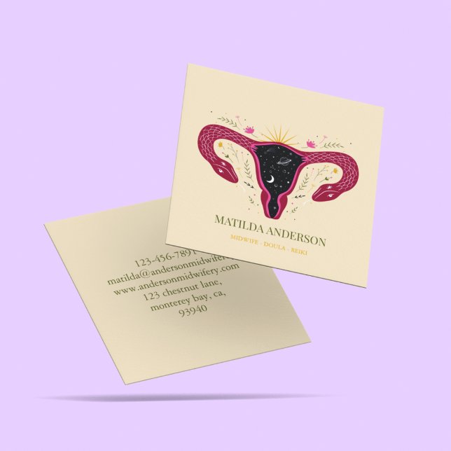 Tarjeta De Visita Cuadrada Diseño de vagina moderna Enseñanza de nacimiento M (Subido por el creador)