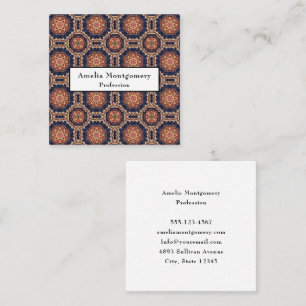Tarjeta De Visita Cuadrada Diseño decorativo de Flores y Estrellas