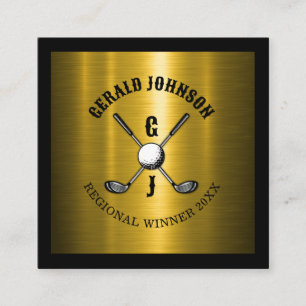 Tarjeta De Visita Cuadrada Diseño del Monograma de Golf Personalizado Elegant