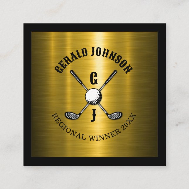 Tarjeta De Visita Cuadrada Diseño del Monograma de Golf Personalizado Elegant (Anverso)