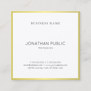 Tarjeta De Visita Cuadrada Diseño elegante profesional Elegante Gold Plain Lu