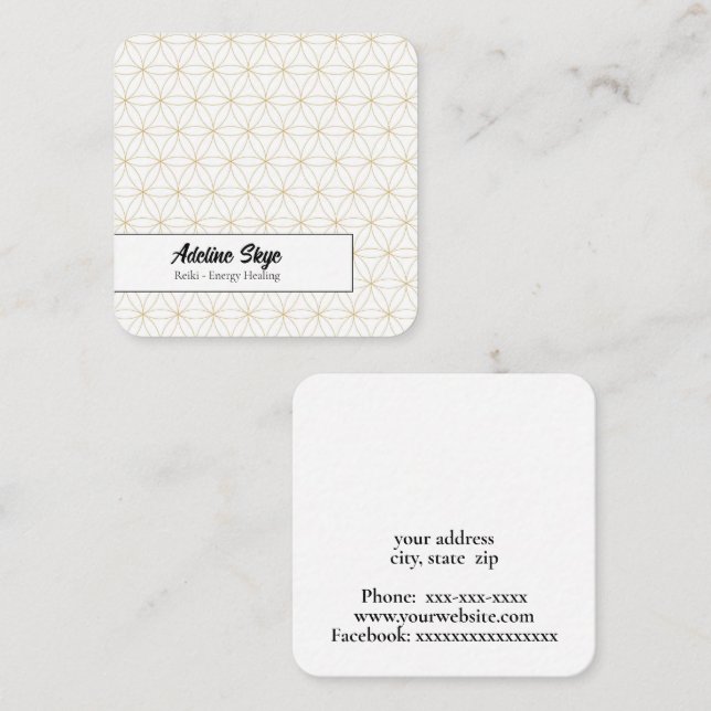 Tarjeta De Visita Cuadrada Diseño Flor de vida (Anverso / Reverso)