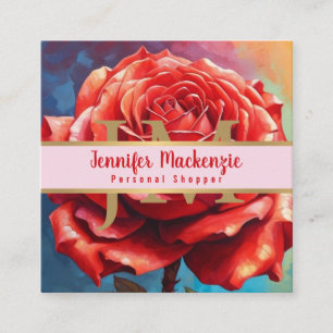 Tarjeta De Visita Cuadrada Diseño floral generado por IA de rosa vintage