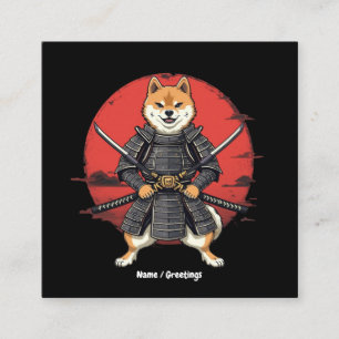 Tarjeta De Visita Cuadrada Diseño gráfico de arte japonés Shiba Inu Samurai