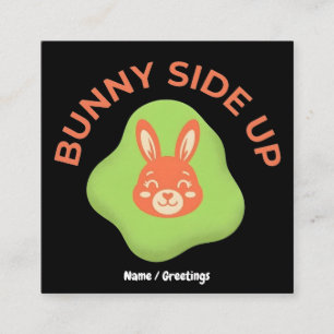 Tarjeta De Visita Cuadrada Diseño Gráfico de Huevo de Pascua Retro Bunny Side