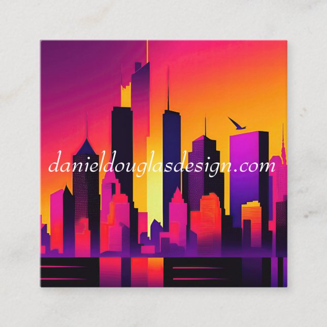 Tarjeta De Visita Cuadrada Diseño gráfico moderno de la línea de Skyline de N (Anverso)