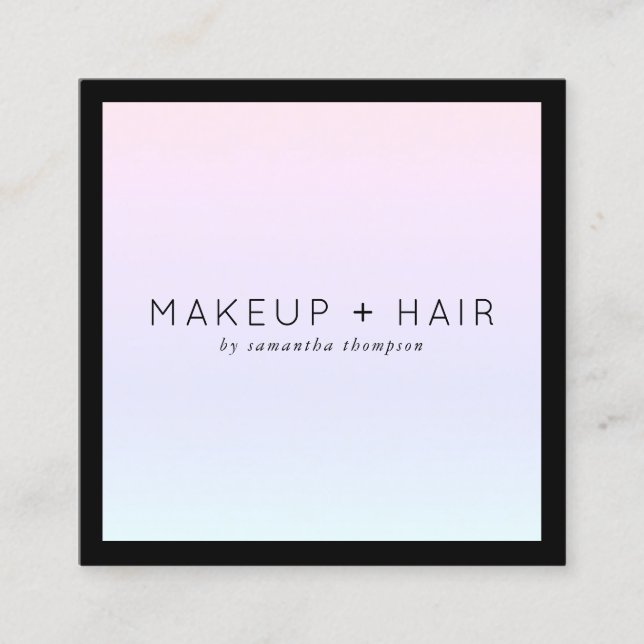 Tarjeta De Visita Cuadrada Diseño holográfico de gradiente púrpura moderno (Anverso)