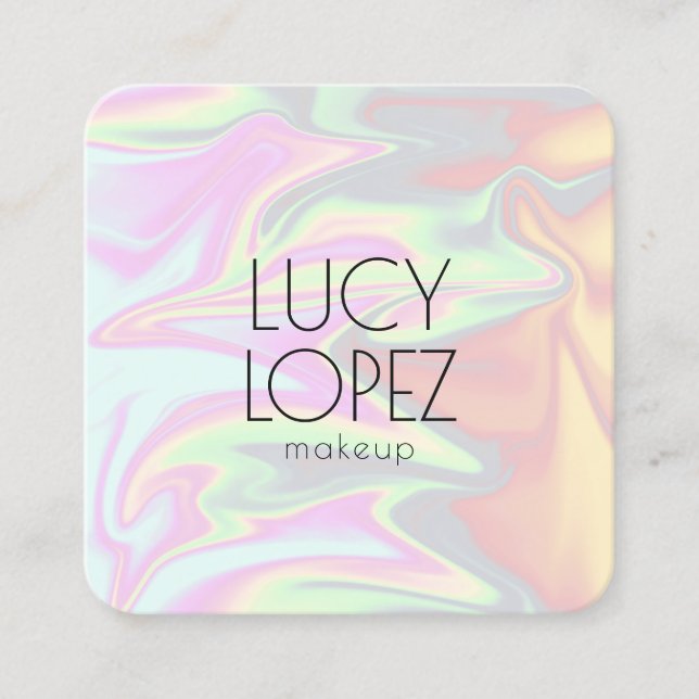 Tarjeta De Visita Cuadrada Diseño holográfico elegante y elegante (Anverso)