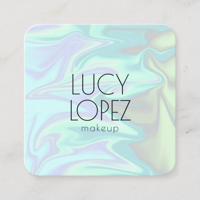 Tarjeta De Visita Cuadrada Diseño holográfico elegante y elegante (Anverso)