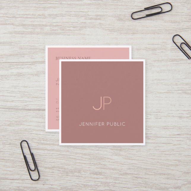 Tarjeta De Visita Cuadrada Diseño limpio Moda profesional Monograma Lujo (Anverso/Reverso In Situ)