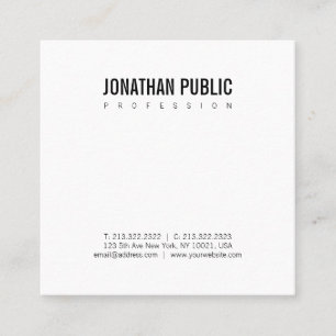 Tarjeta De Visita Cuadrada Diseño minimalista elegante BW chic moderno