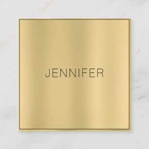 Tarjeta De Visita Cuadrada Diseño Minimalista elegante y moderno Faux Gold