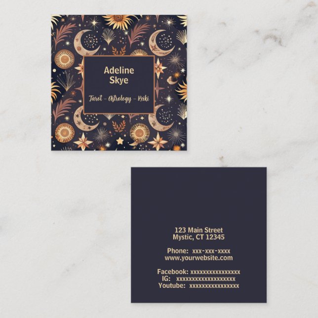 Tarjeta De Visita Cuadrada Diseño místico (Anverso / Reverso)