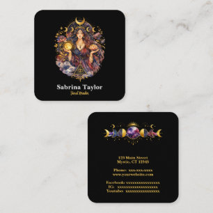 Tarjeta De Visita Cuadrada Diseño místico sobre negro