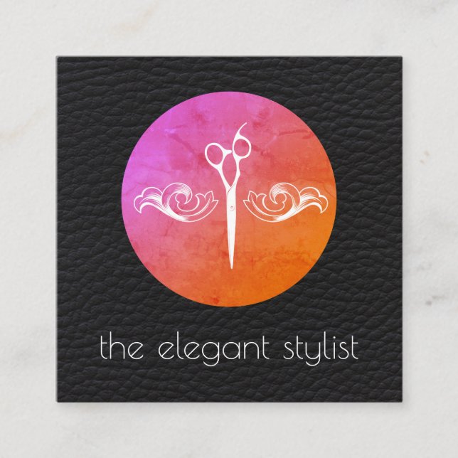 Tarjeta De Visita Cuadrada Diseño moderno con estilo de fondo de cuero (Anverso)