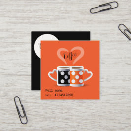 Tarjeta De Visita Cuadrada Diseño moderno de color café naranja + negro