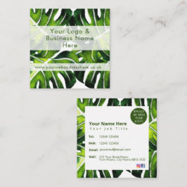Tarjeta De Visita Cuadrada Diseño moderno de hojas de palmera verdes
