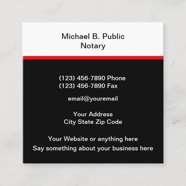 Tarjeta De Visita Cuadrada Diseño notario público profesional moderno (Anverso)