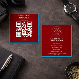 Tarjeta De Visita Cuadrada Diseño Profesional de Código QR Minimalista
