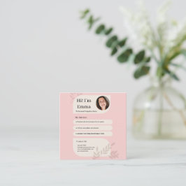 Tarjeta De Visita Cuadrada Diseño Profesional de Doula Postparto Rosa Rubor