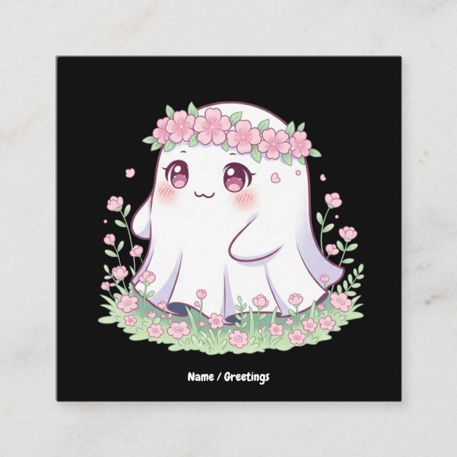 Tarjeta De Visita Cuadrada Disfraces de Fantasma Floral Halloween para mujere (Anverso)