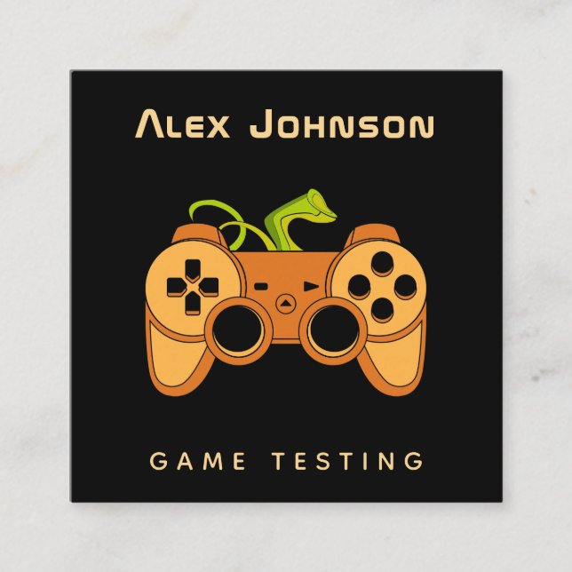 Tarjeta De Visita Cuadrada Diversión del Naranja de Guay Joystick Joypad Game (Anverso)